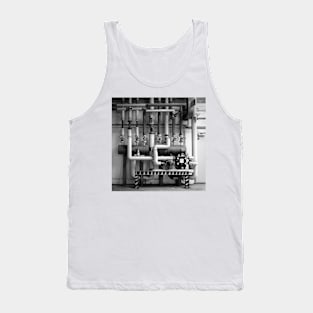 industrial pipes form a fantastic graphic pattern in black and white Tank Top